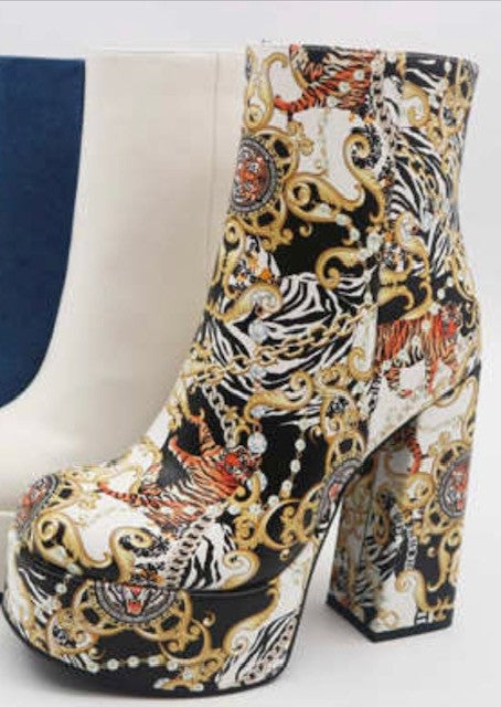 Tiger print bootie