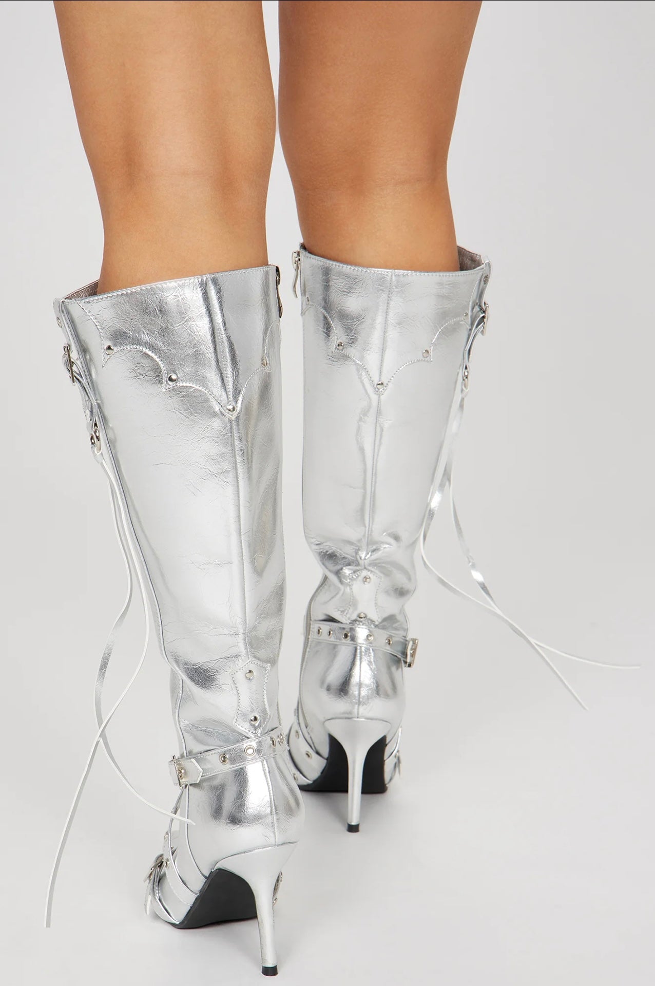 Metallic Silver Boots