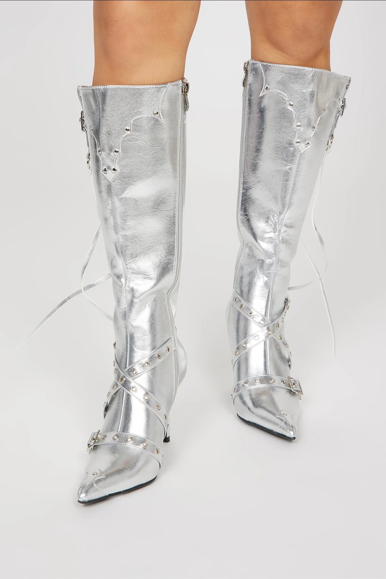 Metallic Silver Boots